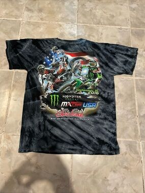 VTG Y2K Monster Energy Dirt Bike GP San Bernardino CA T-Shirt SZ M Tie Dye